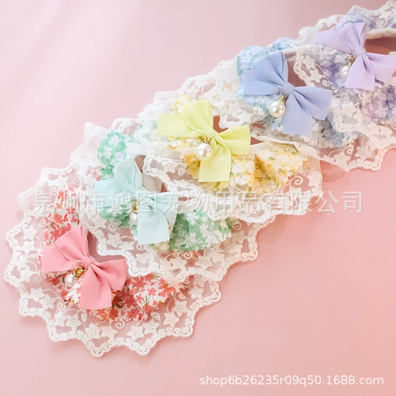 Новый трансграничный амазонка ошейник для домашних животных котенок собака рот полотенце орнамент кружево сломанный цветок бант