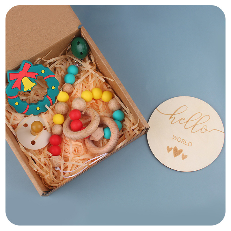 Nuevo bebé caricatura de silicona Navidad creativa Navidad Baby pacifier cadena de tetas set de cinco piezas