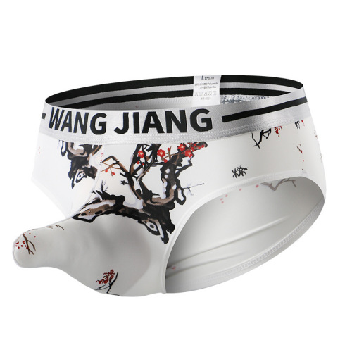 New men's tricot briefs with watered-down effect, gun-shaped separation, breathable ice silk men's briefs