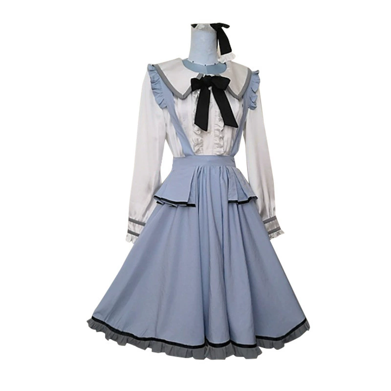 Костюм для косплея горничной: юбка- suspender и оборчатая блуза, размеры S–XXXL