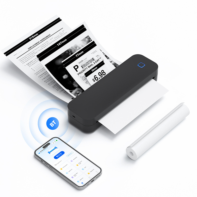 A4 Home Portable Mini Inkless Printer High-Definition Wireless Bluetooth Small Office Thermal Printer Cross-Border