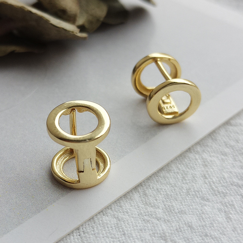 Orecchini a lobo a forma di o a doppio anello placcati oro 18k_voghion.com