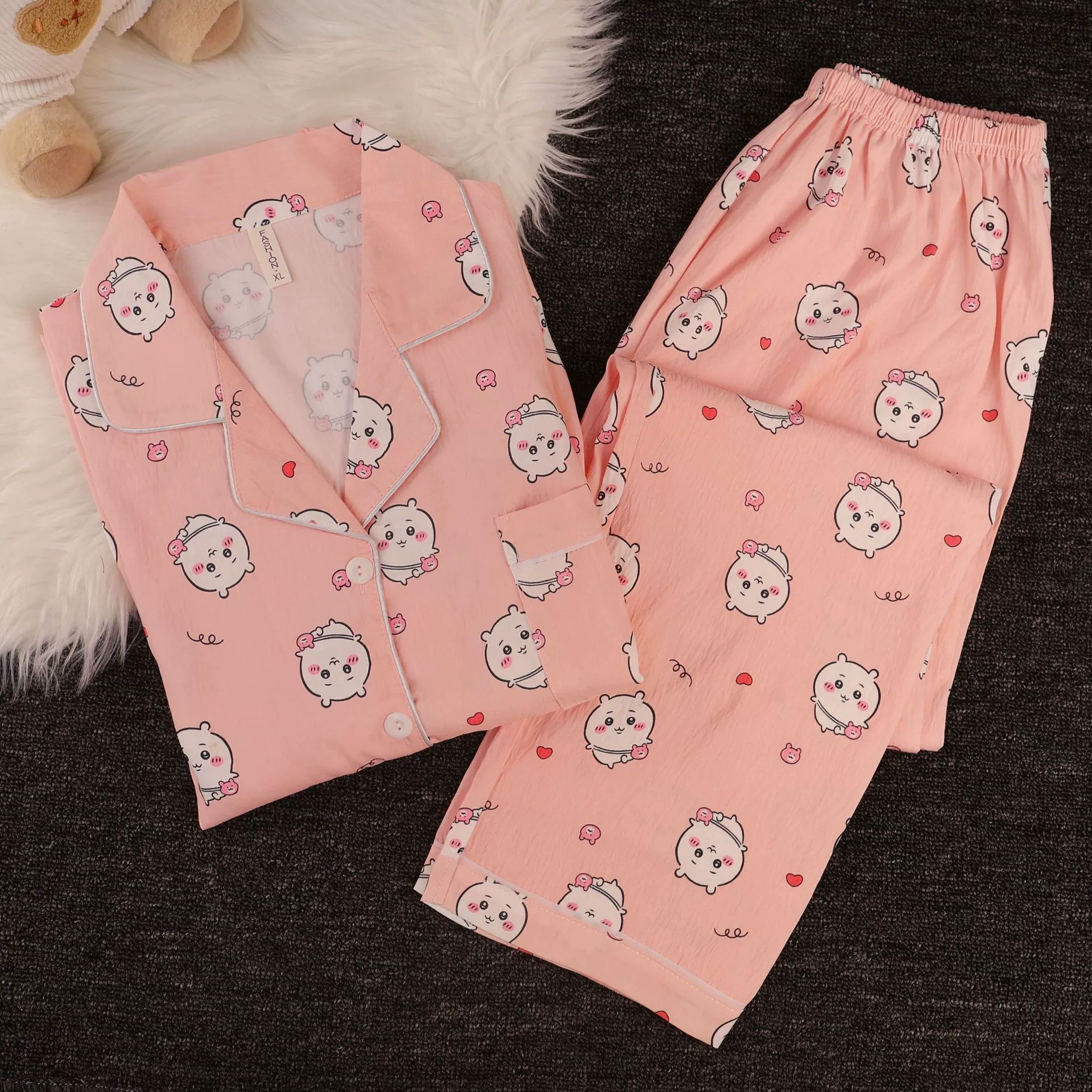 Японский пижамный комплект с длинным рукавом, демисезонные штаны, комплект