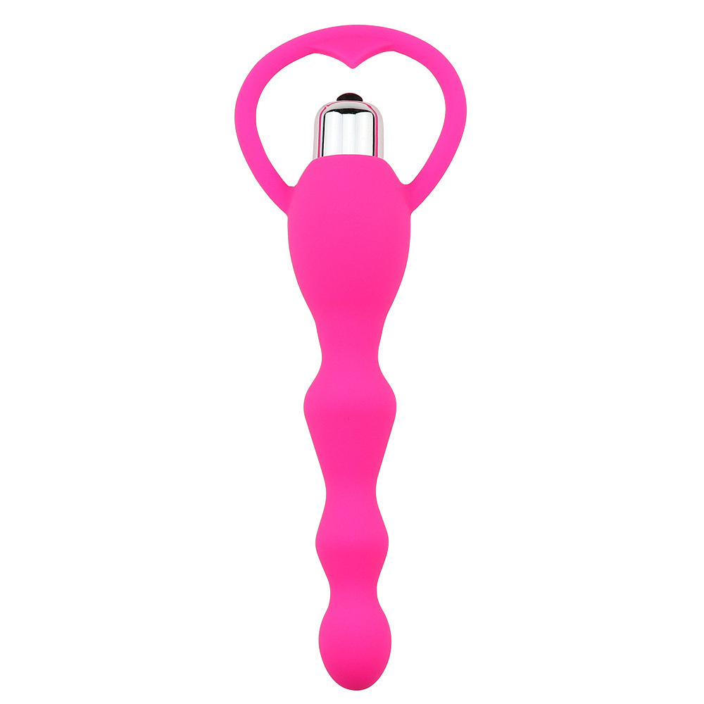Silicone Vibrating Anal Beads, Pink Body-Safe Plug Toy for Adults — detail image 2
