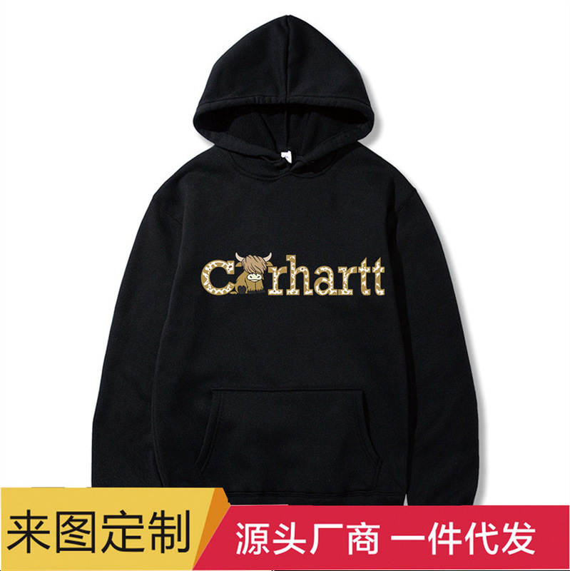 Long-Term 200g Fabric Cotton t European Size Cross-Border Hot Sale Cow Carhartt Printed Women's Sweatshirt Amazon