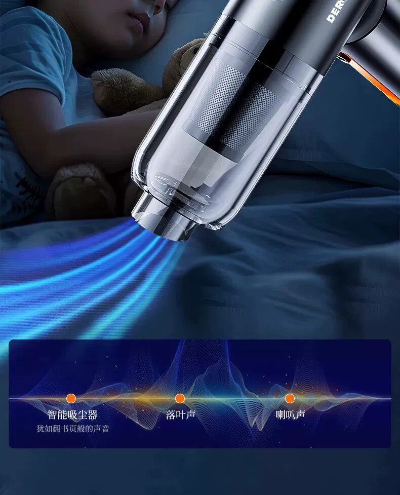 Car vacuum cleaner, wireless charging, for car and home use, with powerful suction, high power, compact, handheld, and available for wholesale