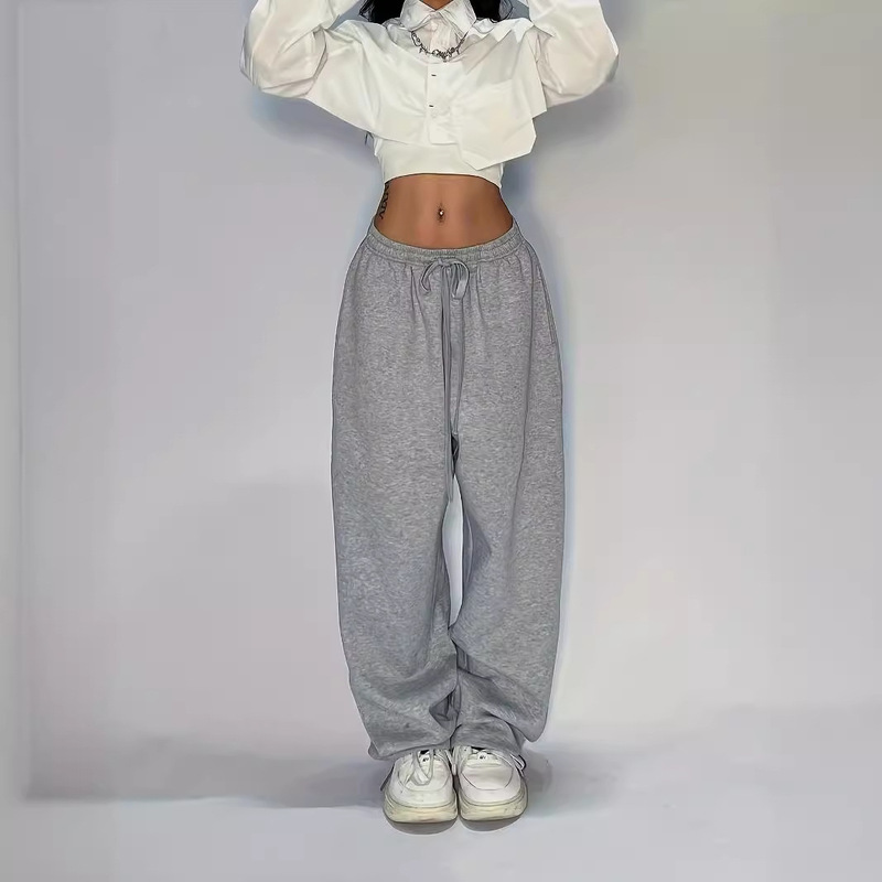 Korean-style Y2K gray fashion casual jogging pants loose straight wide leg pants Korean-style Y2K gray fashion casual jogging pants loose straight wide leg pants