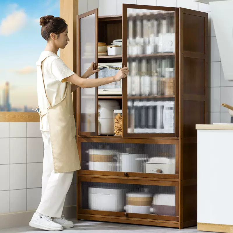厨房置物架落地多层储物柜微波炉烤箱收纳置物柜多功能碗柜餐边柜