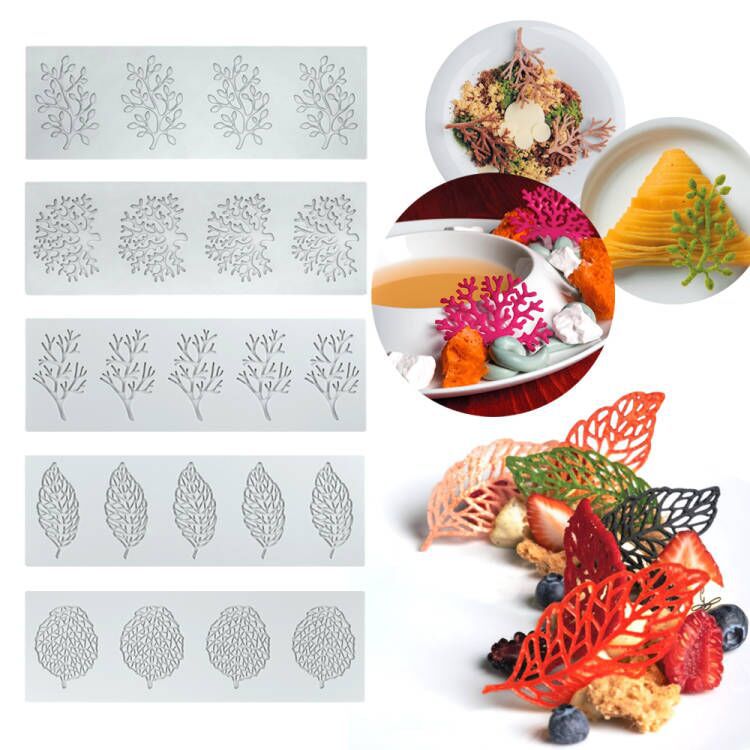 Coral Flip Sugar Lace Pad DIY Leaves Chocolate Cake Dessert French Plate Baking Silicone Mold Wholesale