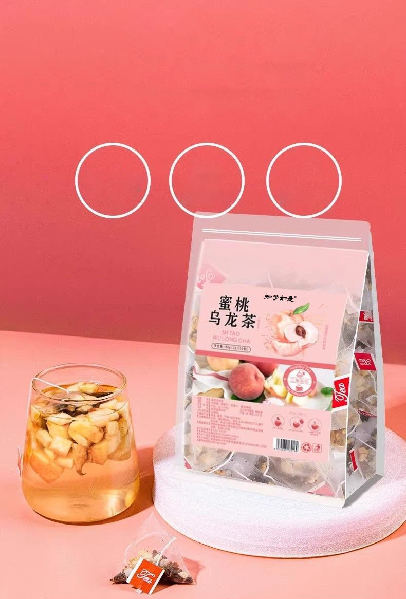Peach Oolong Tea Triangle Bags Cold Brew Flower Tea Individually Wrapped 3g Sachets overview