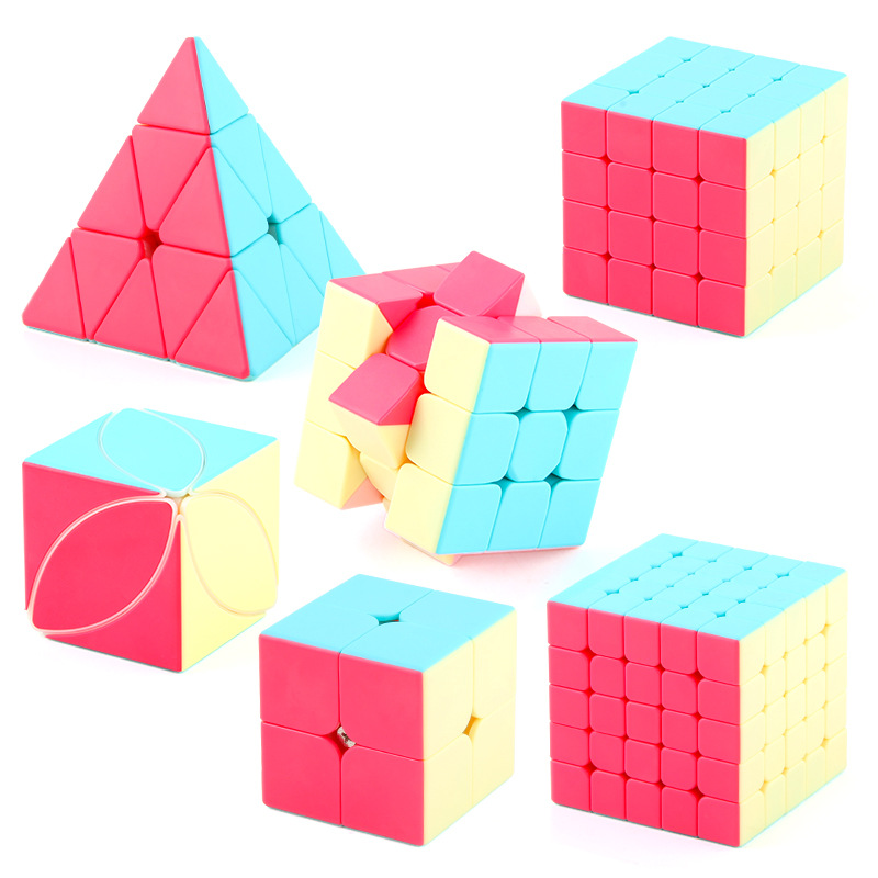 Qiyi Rubik Cube dos tres cuatro cinco orden Rubik Cube de neón macaron color pirámide Rubik Cube Caja de color Ciencia y Educación Juguetes Educativos