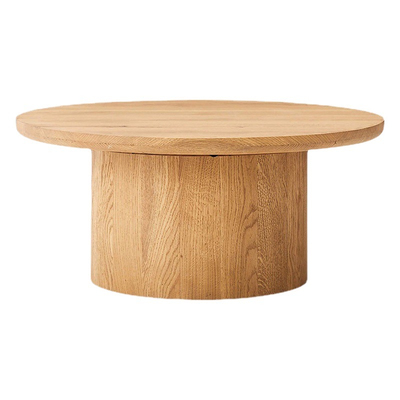 Mesa de centro redonda nórdica moderna y sencilla de madera maciza para sala de estar y dormitorio, mesa redonda para apartamento pequeño, muebles para el hogar, totalmente de madera maciza minimalista