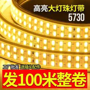 100m Led Light Strip Outdoor Waterproof Outdoor Super Bright Three-Color Color Changing Yellow Warm Light White Light Blue 220V Spring Melt