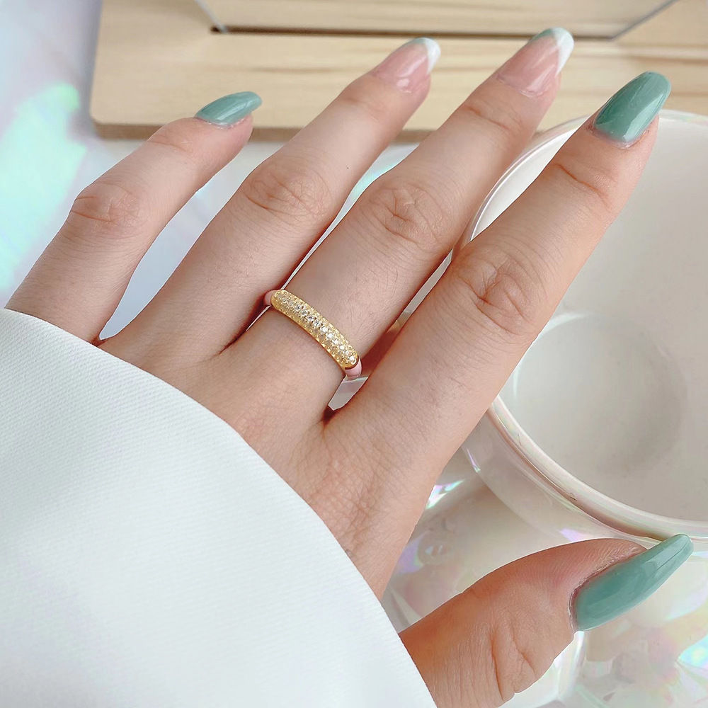 Fashion Geometric Sterling Silver Inlay Zircon Open Ring 1 Piece