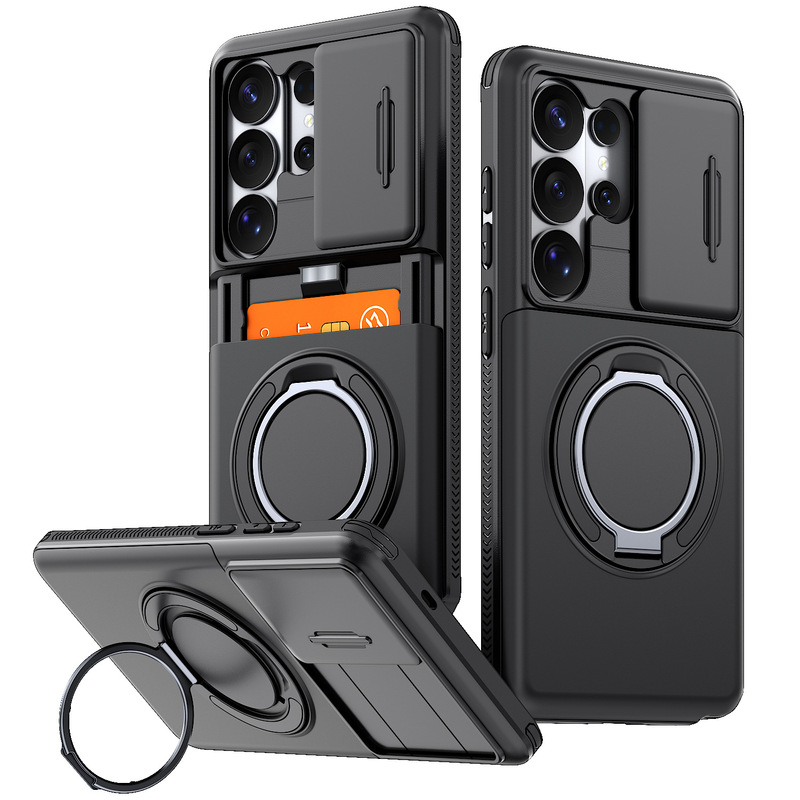 Compatible with Samsung S26Ultra phone case, card slot, sliding lens cover, magnetic stand, A57 cross-border anti-drop S25 Compatible with Samsung S26Ultra phone case, card slot, sliding lens cover, magnetic stand, A57 cross-border anti-drop S25