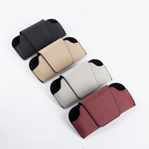 Car-mounted sun visor clip, back clip sunglasses storage case, multifunctional leather sunglasses holder, automotive sunglasses organizer