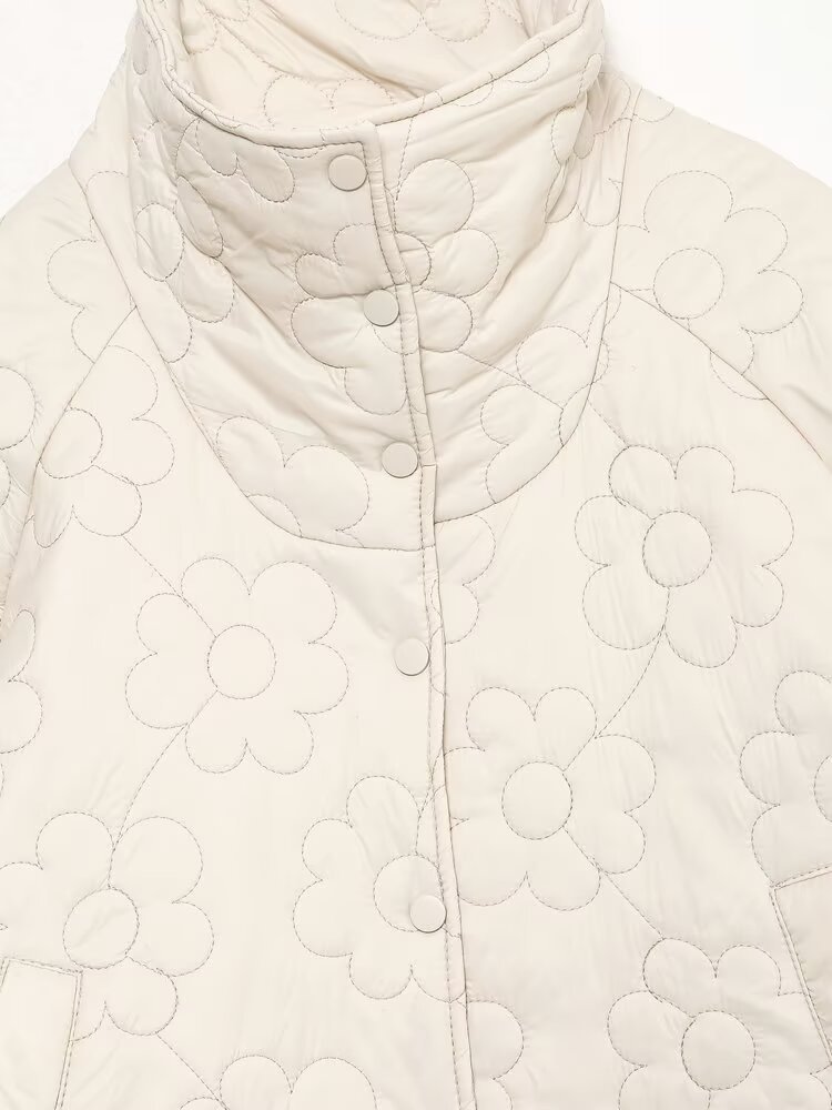 Damenbekleidung Herbst Winter neue blumenbedruckte Baumwolljacke_voghion.com