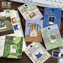 Momo メタルブックマーク猫の生活シアターシリーズかわいい漫画学生ギフト読書ブックページホルダー
