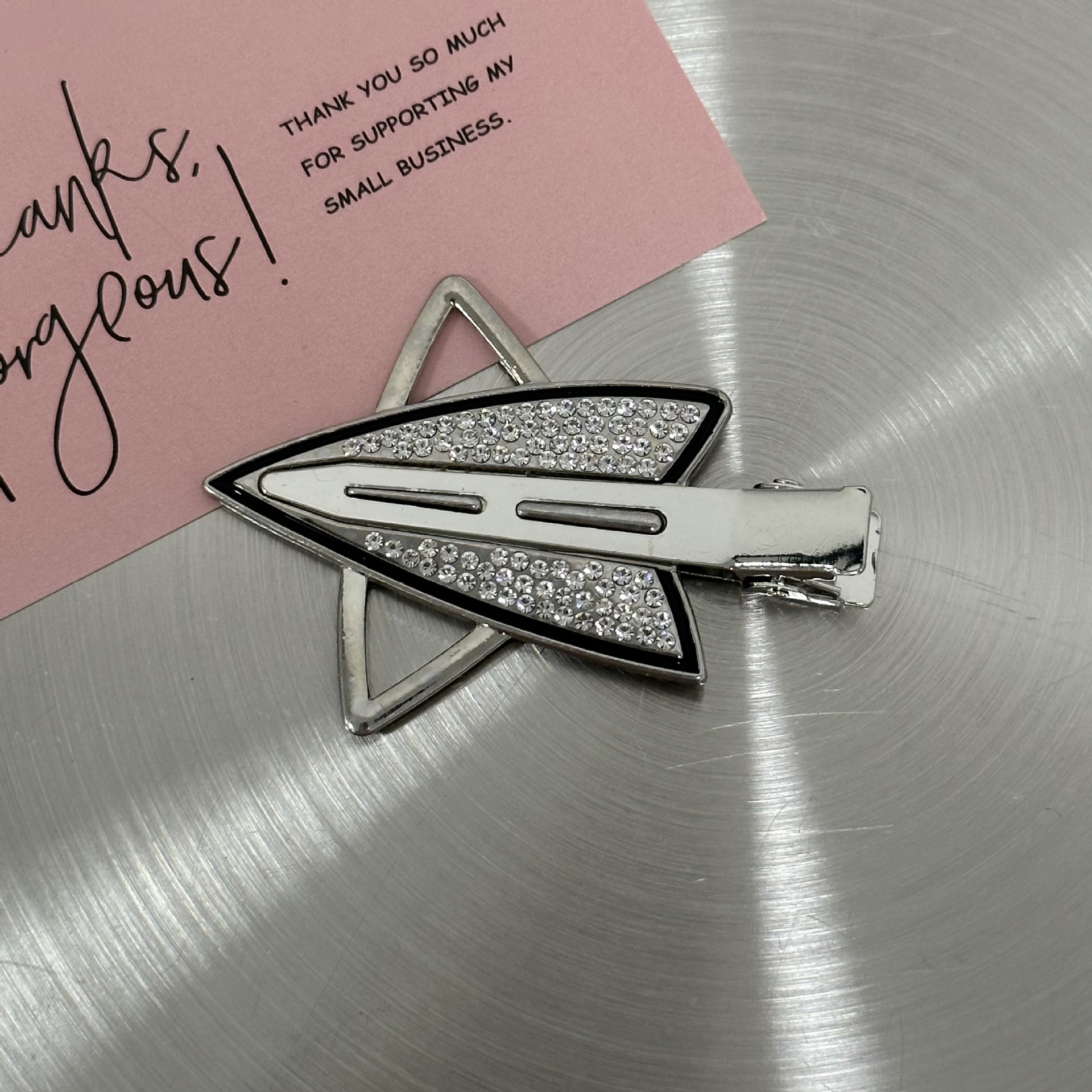 Y2g silver flash diamond star hairpin female forehead broken hair bangs clip sweet cool girl duckbill clip hairpin headdress_voghion.com
