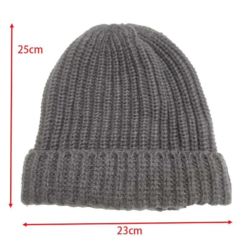 Strickmütze für Damen, großer Kopfumfang, dicke Wolle, vielseitig für den Frühling, warm, lockere Passform, gesichtsschlankmachend, Ohren_voghion.com