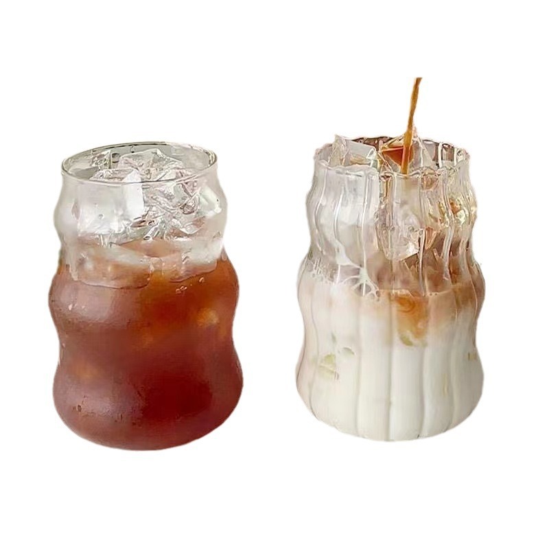卸売高ホウケイ酸ガラスインスタイル高価値コーヒー家庭用透明ミルクスレッドクラウドカップストロー付き|undefined