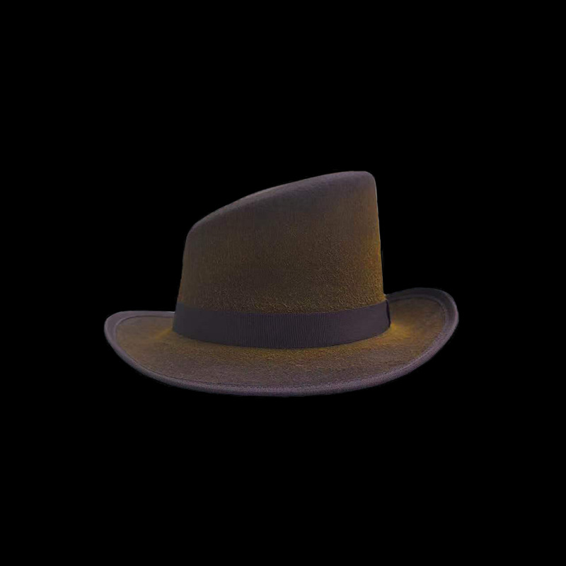 Cappello in feltro di lana con bordi piegati alla moda, decorazione a nastro, stile vintage, molto venduto_voghion.com