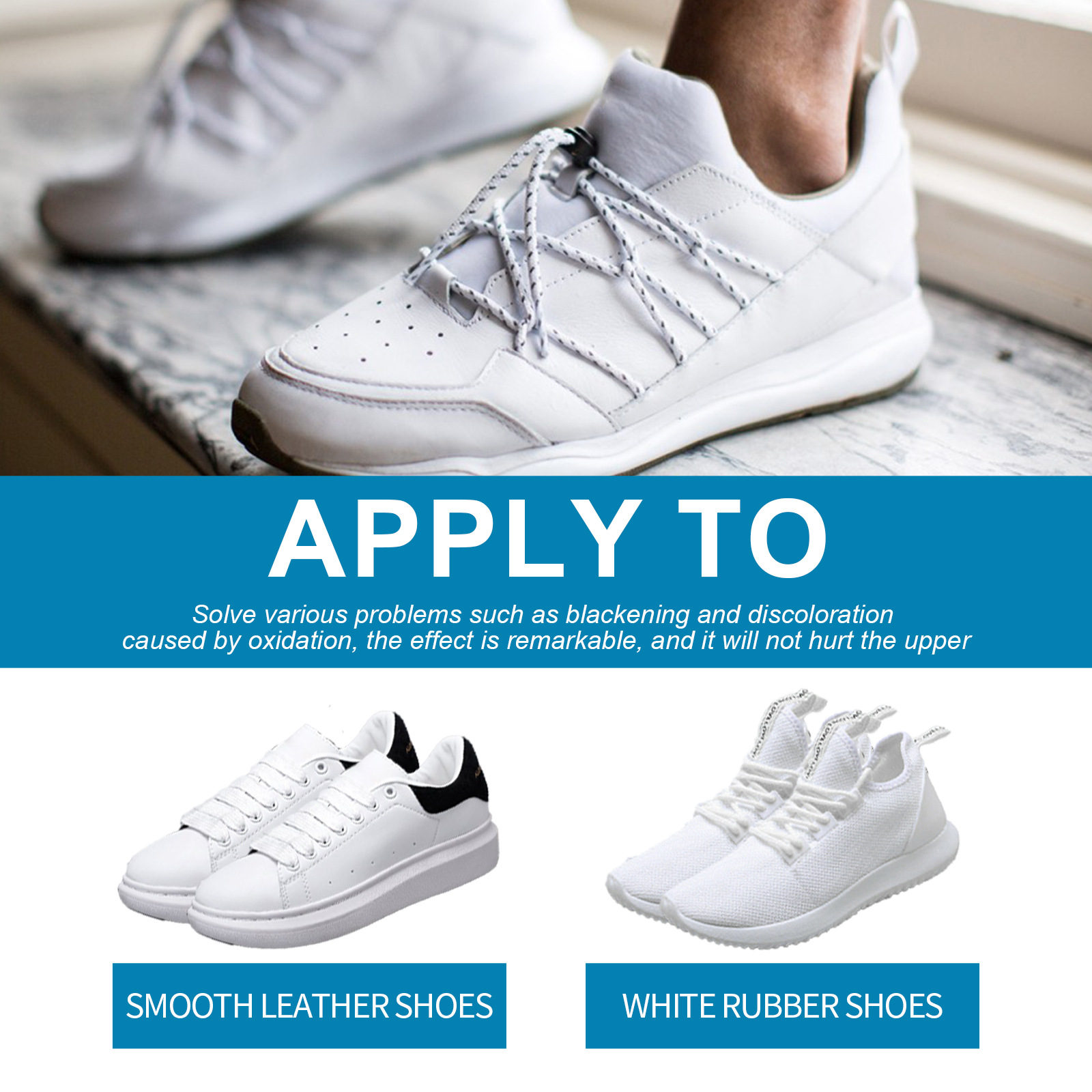 Jue-Fish Shoe Polish Whitening Cleaner, White Shoes Cleaner, Yellow Edge Remover, Stain Remover, Whitening Shoe Polisher