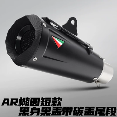 Stainless Steel/Titanium Alloy Tail Section – Motorcycle exhaust pipe - ar-oval-short-with-carbon-fiber-lid-black-lid-black