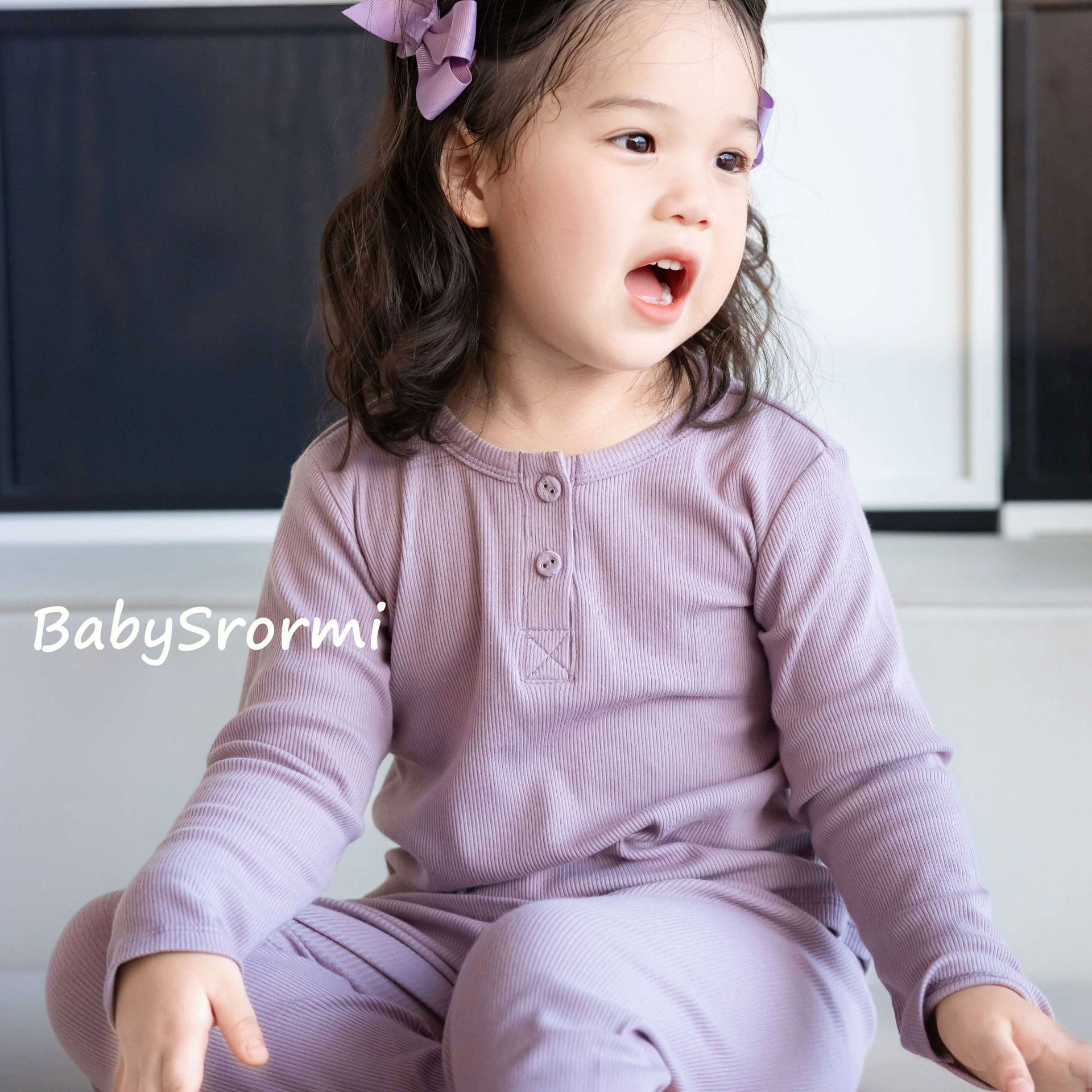 Children's Spring and Autumn Brushed Long-Sleeved Home Wear Set, Pure Cotton Autumn Clothes for Boys and Girls, Stylish Round Neck