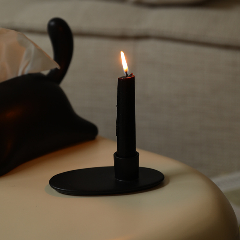 Decoraciones modernas de cerámica en blanco y negro, accesorios de cena a la luz de velas, decoraciones de mesa de comedor de vela ovalada