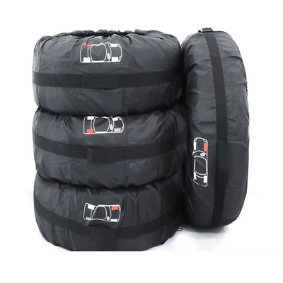 cover sunscreen dust cover, Spare wheel cover - s-size-diameter-66cm26in-suitable-for-13-18inch-tires-black-with-red-label-4-pack