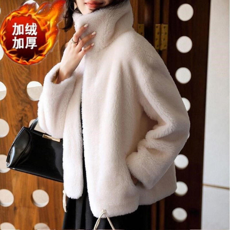 秋冬保暖卫衣开衫摇粒绒外套女ins港风加绒加厚双面绒大码抓绒衣|undefined