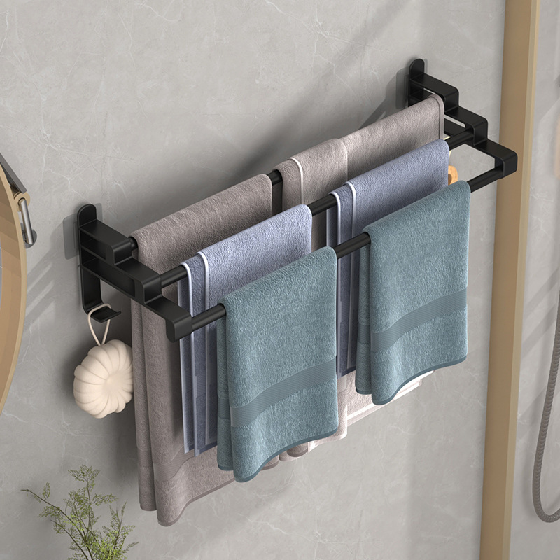 Bathroom Multi-layer Towel Rack Storage Rack Bathroom Non-perforated Bath Towel Storage Rack Household Towel Bar