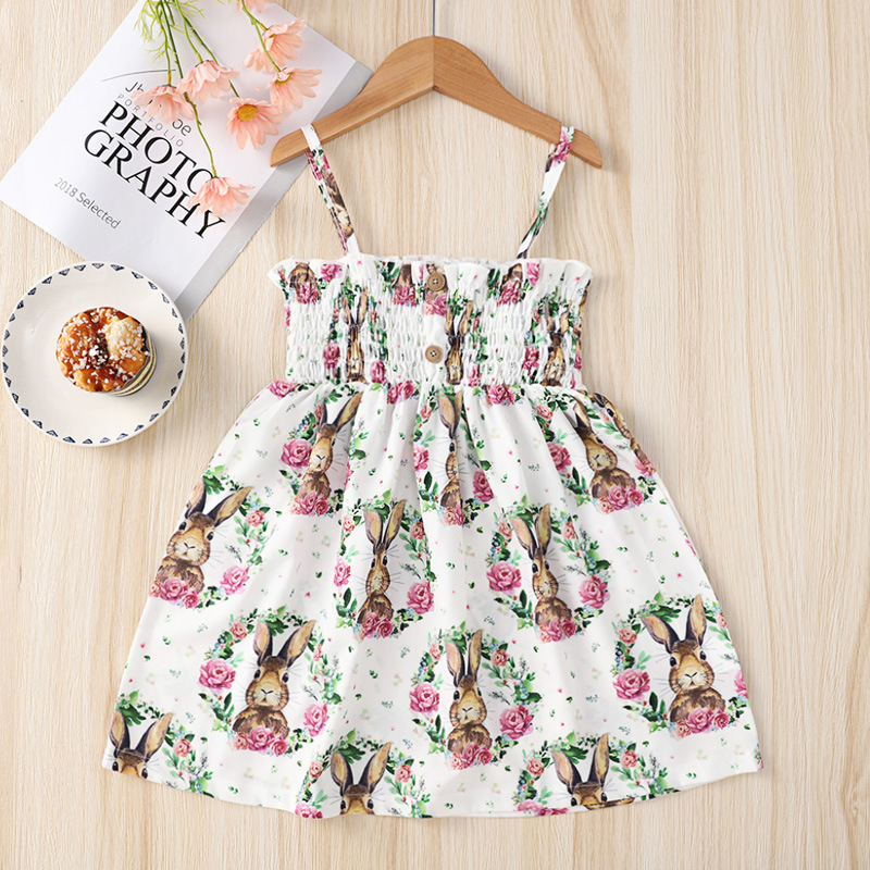 Fashion Rabbit Flower Printing Polyester Girls Dresses display picture 1