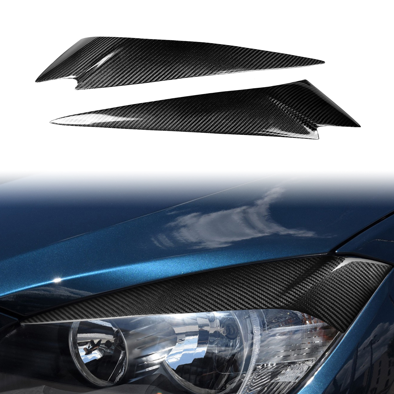 Suitable for BMW X1 E84 carbon fiber car head modification lamp eyebrow eyebrow headlight decorative strip lamp eyebrow patch