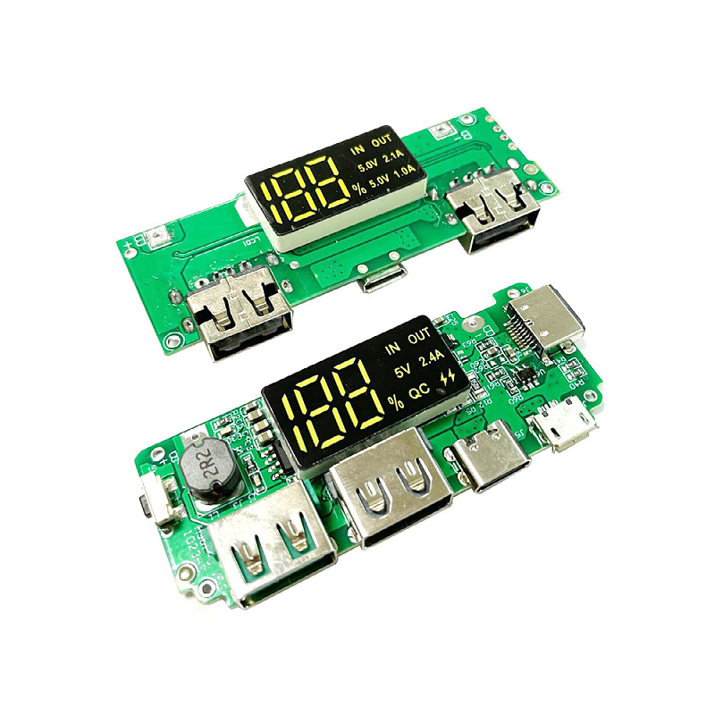18650锂电池数显充电模块5V2.4A 2A 1A 双USB输出 带显示升压模块
