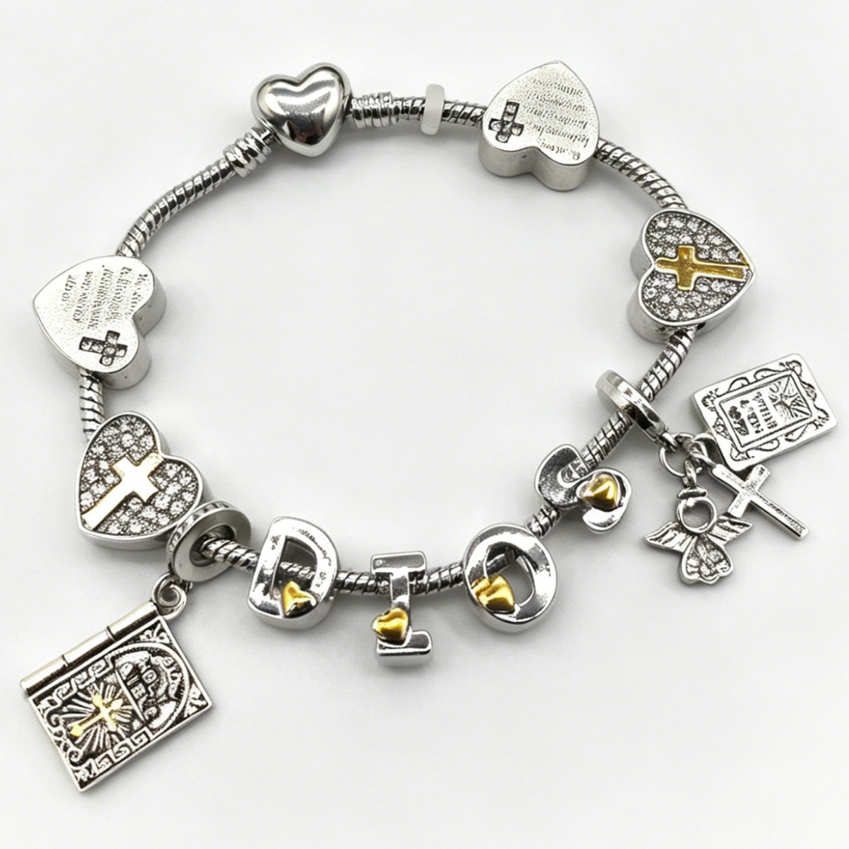 Pan Jia pulsera cross-border explosión DIY pulsera diamante cruz ángel amor colgante joyas retro