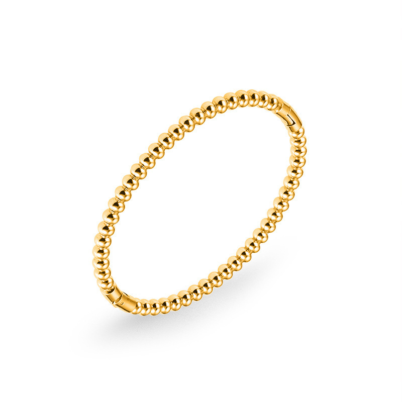 Beaded bangle armband van titaniumstaal retro bamboe design_voghion.com