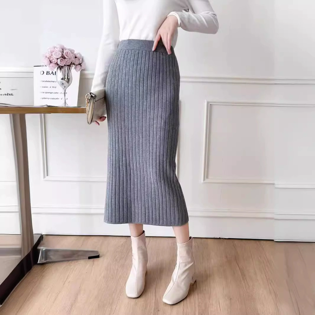 2024 корейская версия большой ямы юбка бюст новый узкие линии вязаная юбка