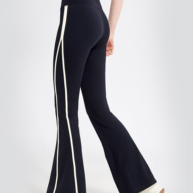 American Style Black Micro Horn Sweatpants Women's Personalized All-match High Waist Striped Slim Look Straight Casual Sports Pants Yoga Pants American Style Black Micro Horn Sweatpants Women's Personalized All-match High Waist Striped Slim Look Straight Casual Sports Pants Yoga Pants