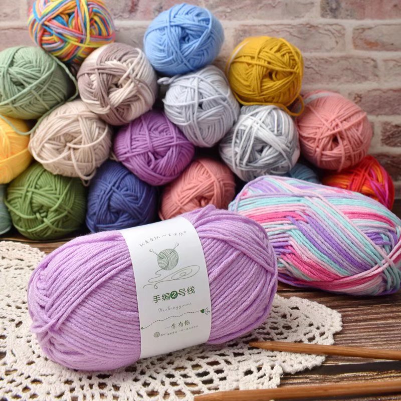 Hand-knitted No. 2 thread medium thick thread knitted sweater scarf thread simple woven fluffy soft crocheted blanket wool