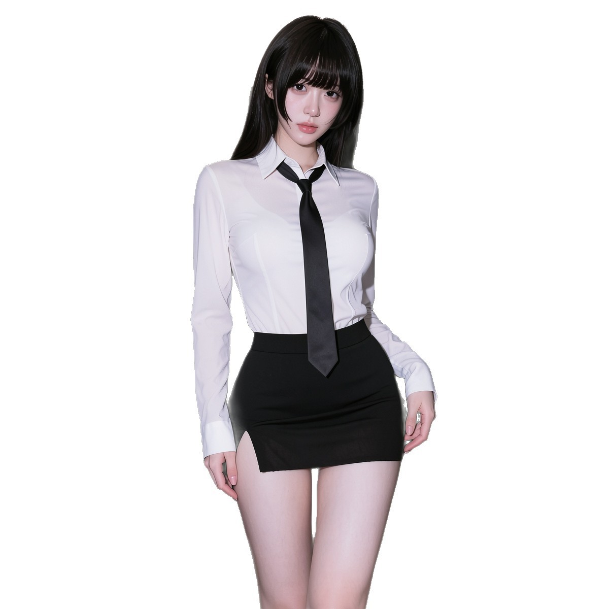 Huajiaoying OL Secretary Uniform Suit Damskjorta i asketisk stil som täcker höftkjol Cosplay Sexiga underkläder utan avtag för kvinnor