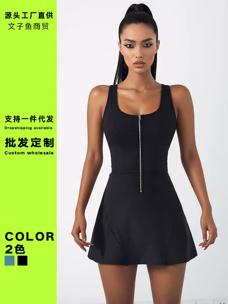 Wenziyu seamless anti-exposure sports dress for outdoor yoga, running, fitness, golf, and tennis