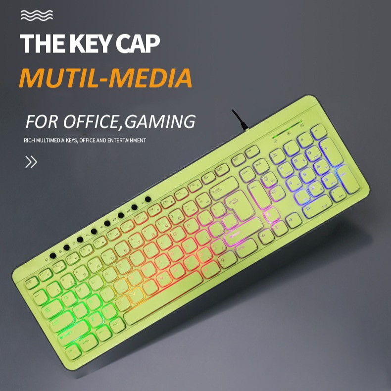 New Colorful Backlight Keyboard Rgb Colorful Keycap Fluorescent Gaming E-Sports Keyboard Game High-Value Direct Supply