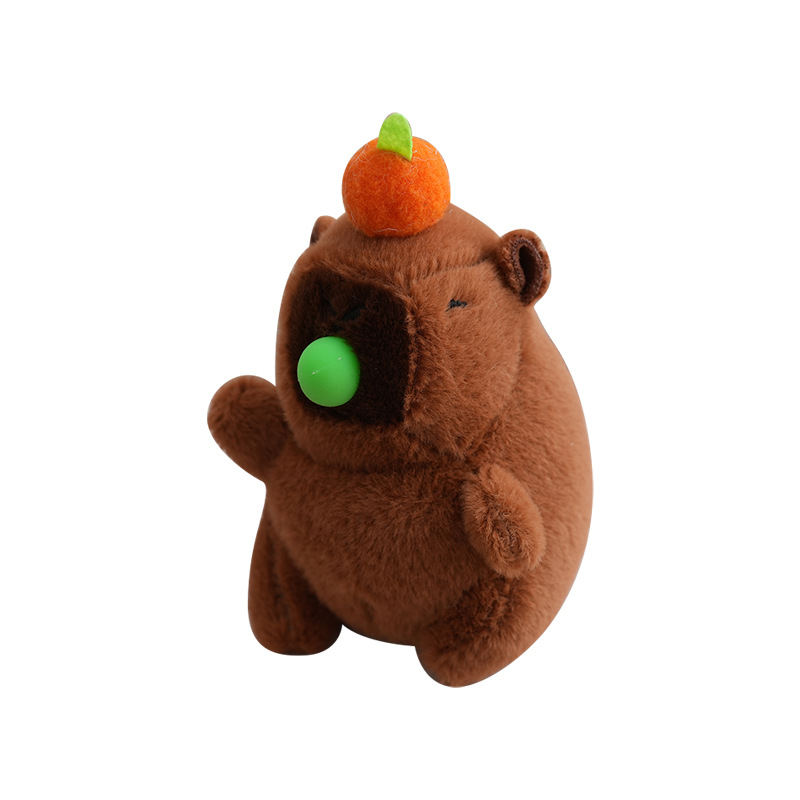 Bubble-Blowing, Shaking, Screaming Capybara Plush Keychain for Women, Cute Capybara Catcher Doll, School Bag Pendant