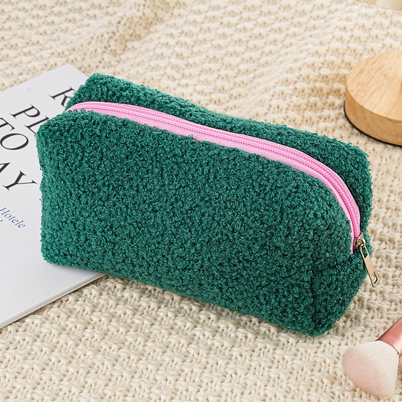 厚みのあるぬいぐるみ化粧ポーチテディベルベットかわいい日本の高価値学生大容量鉛筆バッグ無地収納袋|undefined