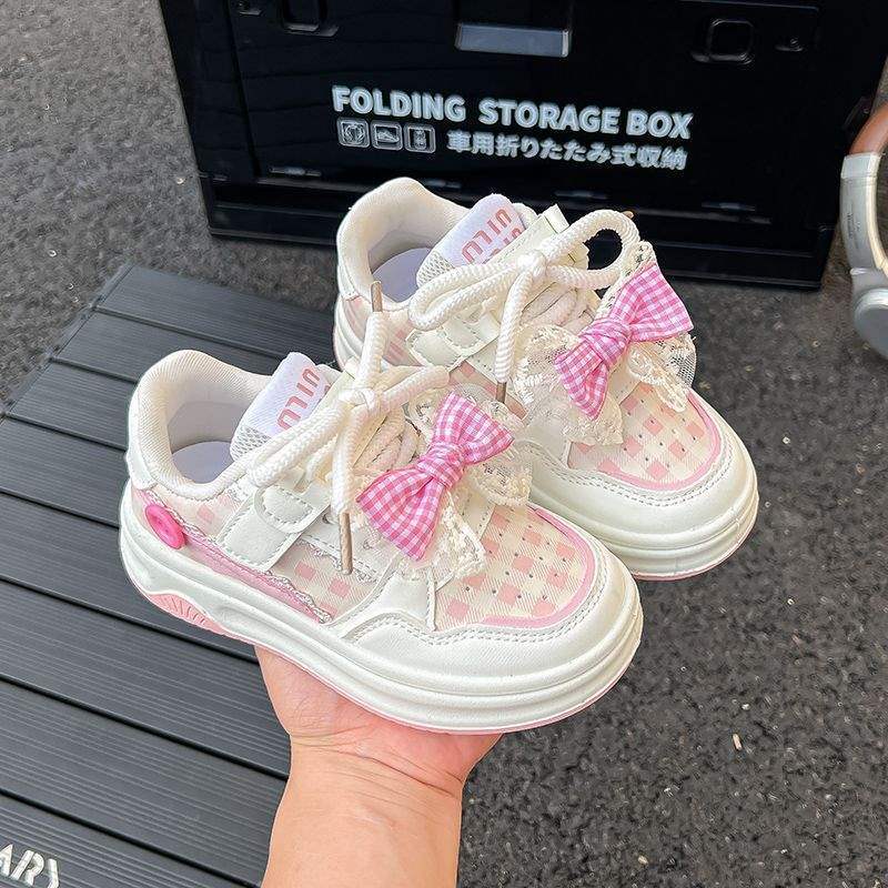 Girls' Sneakers 2025 Autumn and Winter New Style Bow-Knot Kidsren's Cute Soft-Soled Outer Wear Breathable Student Sports Shoes