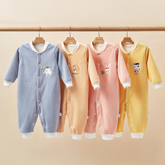 嬰兒加絨連體衣春秋冬款加厚男女寶寶打底哈衣保暖外出服洋氣超萌
