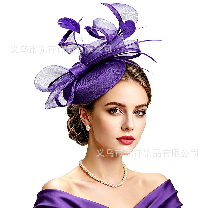 New Style Linen Hat Wedding Headpiece, Vintage Elegant Mesh Headpiece, Hair Accessory for Horse Racing Festival, Tea Party, Retro Style Hat