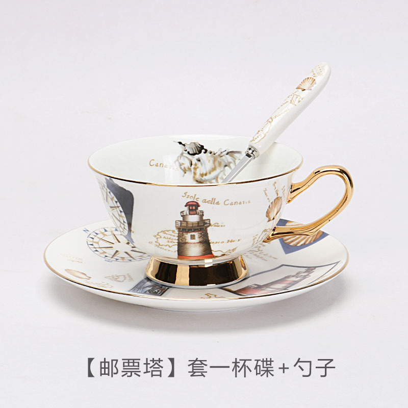 Tazas de café europeas y platos, set de té de la tarde, cerámica exquisita de alta calidad con cucharas de flores, set de tazas de té, caja de regalo